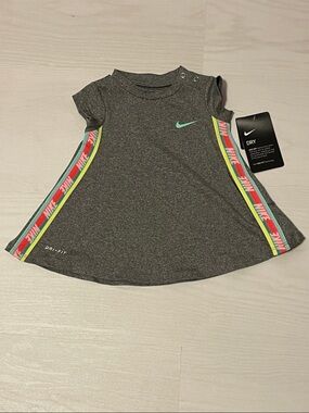 Nike Gray Dri-FIT Dress with Multicolor Side Stripes